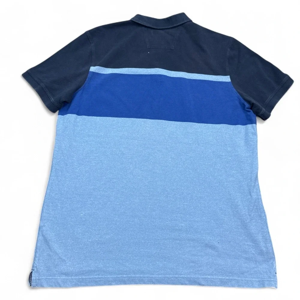 Banana Republic Polo Shirt Mens Size XL Blue Striped‎ Casual Short Sleeve
